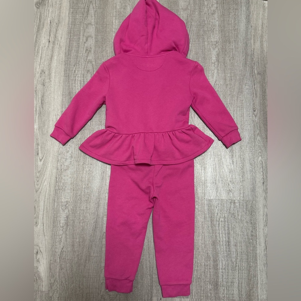 Ralph Lauren Baby Girl Pink Hoodie Set Peplum Zip Jacket & Pants 24M - Picture 2 of 12